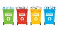 Recycle Bins For Plastic, Metal, Paper And Glass Royalty Free Stock Photo