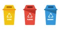 Recycle bins set. Different waste box set. Waste box set. Trash bins. Flat recycle box for paper design. Vector flat illustration Royalty Free Stock Photo