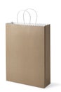 Recycle brown paper bag isolated white background, copy space. Or a brown paper bag on a white background. Royalty Free Stock Photo