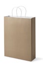 Recycle brown paper bag isolated white background, copy space. Or a brown paper bag on a white background. Royalty Free Stock Photo