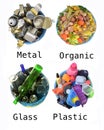 Recycle of cans, compost, glass, plastic, paper Royalty Free Stock Photo