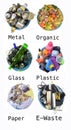 Recycle of cans, compost, glass, plastic, paper, e-waste Royalty Free Stock Photo