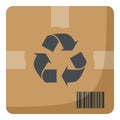 Recycle Cardboard Box Flat Icon on White