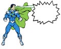 Recycle comic book super hero standing in heroic pose for the environment using eye beams
