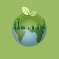 Recycle concept with green eco city background. Ecology and Environment conservation resource sustainable.Vector illustration Royalty Free Stock Photo