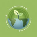 Recycle concept with green plant on earth background. Ecology and Environment conservation resource sustainable.Vector Royalty Free Stock Photo