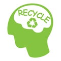 Recycle concept, green silhouette head with word r