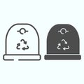 Recycle container line and glyph icon. Recycle garbage vector illustration isolated on white. Bin container outline