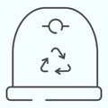 Recycle container thin line icon. Recycle garbage vector illustration isolated on white. Bin container outline style