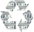 Recycle on dollar bill Royalty Free Stock Photo