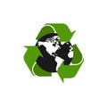 Recycle earth. World map vector abstract illustration in flat Royalty Free Stock Photo