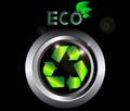 Recycle ecology Sign on black metal button