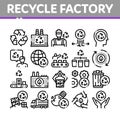 Recycle Factory Ecology Industry Icons Set Vector