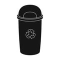 Recycle garbage can icon in black style isolated on white background. Bio and ecology symbol stock vector illustration. Royalty Free Stock Photo