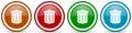 Recycle glossy icons, set of modern design buttons for web, internet and mobile applications in four colors options isolated on