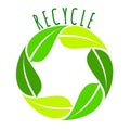 Recycle - green leaves circle logo, vector Royalty Free Stock Photo