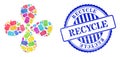 Recycle Grunge Seal Stamp and Trash Can Colored Centrifugal Bang Royalty Free Stock Photo