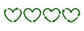 Recycle heart icons. Reuse green ecology symbol. Vector eco circulation shape
