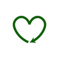 Recycle heart icons. Reuse green ecology symbol. Vector eco circulation shape Royalty Free Stock Photo