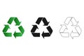 Recycling vector symbols set. Green recycling sign on a white background.