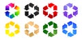 8 Recycle icon colors set, set of shapes, with isolated white backgrounds. applicable for product packaging on industry label
