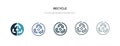 Recycle icon in different style vector illustration. two colored and black recycle vector icons designed in filled, outline, line Royalty Free Stock Photo