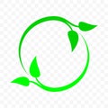 Recycle icon, green leaf arrow circle. Vector bio garbage reuse, ecology environment and nature protection and eco recycle sign Royalty Free Stock Photo