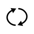 Recycle icon. Reload sign. Arrow symbol. Restart element. App button. Flat style. Vector illustration. Stock image. Royalty Free Stock Photo