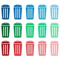 Recycle icon set, colorful buttons in 6 color options for webdesign and mobile applications