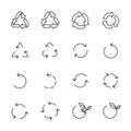 Recycle icon set, line version, vector eps10 Royalty Free Stock Photo