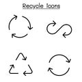 Recycle icon set in thin line style Royalty Free Stock Photo