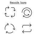 Recycle icon set in thin line style Royalty Free Stock Photo