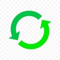 Recycle icon, vector arrow symbol. Eco waste reuse cycle, waste circle or bio recycle two arrows