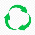 Recycle icon, vector arrows circle symbol. Eco waste reuse cycle, bio waste recycle green round arrows