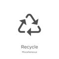 recycle icon vector from miscellaneous collection. Thin line recycle outline icon vector illustration. Outline, thin line recycle