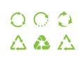 Recycle icon vector.Recycle Recycling set symbol.Ecologically pure funds.Set of Eco green arrows.Flat illustration. Royalty Free Stock Photo