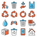 Recycle Icons. Recycling and Rotation Arrow Set. Vector