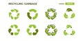 Recycle icons set isolated on white background. Vector symbol of recycling. Round arrows rotation. Simple modern design. Eco signs