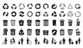 Recycle icons set and trash can icons with man - vector Royalty Free Stock Photo