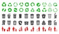 Recycle icons set and trash can icons with man - vector Royalty Free Stock Photo