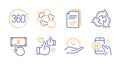 Recycle, Integrity and Safe time icons set. Payment click, 360 degrees and Handout signs. Vector