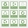 Recycle labels and recycling signs set, trash symbol Royalty Free Stock Photo