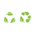 Recycle leaf cycle symbol. Recycled or recyclable arrows and leaves