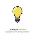 Recycle lightbulb icon in a flat design. Vector illustration