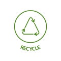 Recycle line art icon. Rotation arrow symbol. Eco system badge on white background. Bio, organic product and cosmetic