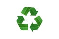 Recycle logo symbol from a green leaf, isolated on white background Royalty Free Stock Photo