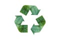 Recycle logo symbol from a green leaf, isolated on white Royalty Free Stock Photo