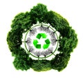 Recycle logo with tree and earth. Eco globe with recycle signs.