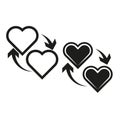 Recycle love concept icons. Heart recycling arrows. Environmental care symbol. Vector illustration. EPS 10. Royalty Free Stock Photo