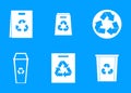 Recycle material icon blue set